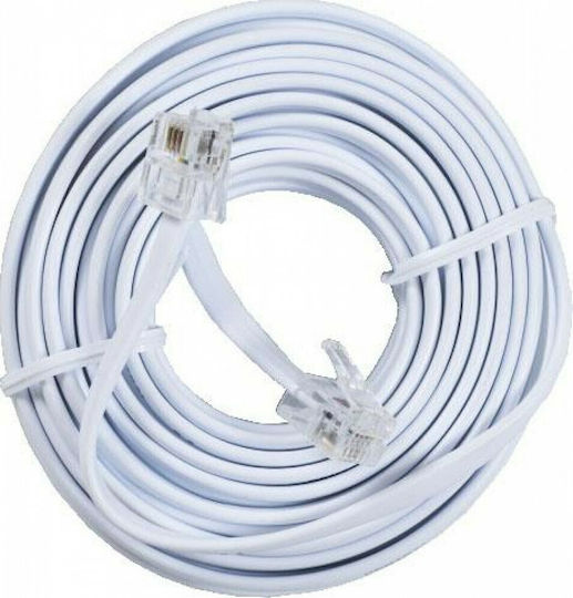 Central Flat Telephone Cable RJ11 6P4C 6m White (010177ΜW)
