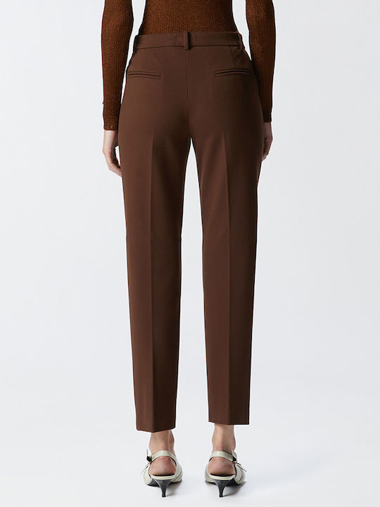 Pinko Bello Women's Fabric Trousers in Slim Fit coffee