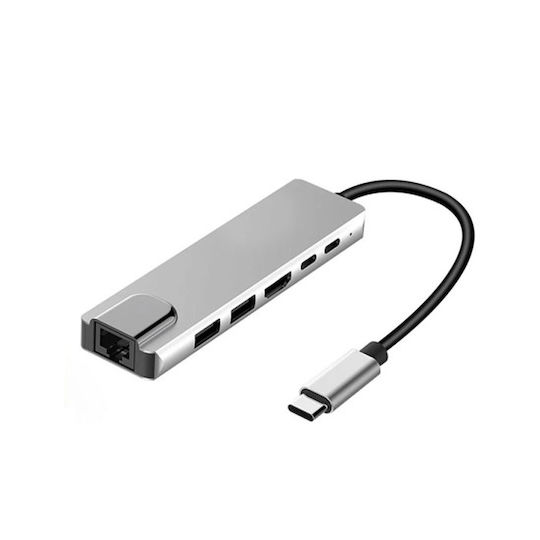 USB-C Docking Station με HDMI PD Ethernet Γκρι (YWX-TYPEC6X1)