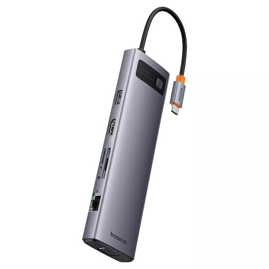 Baseus Starjoy Metal Glam USB-C Docking Station with HDMI 4K PD Ethernet and Support for 2 Monitors Silver