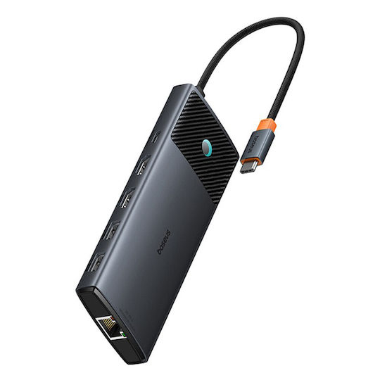 Baseus BS-OH083 USB-C Докинг станция с HDMI 4K PD Ethernet и свързване 2 монитора Черен