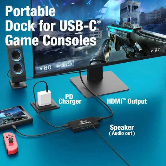J5create JVA01 USB-C Docking Station with HDMI 4K PD and Support for 2 Monitors Black