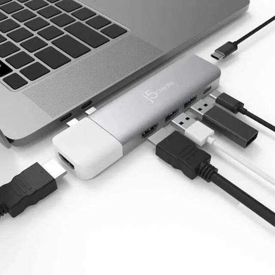 J5create Ultradrive Kit USB-C Докинг станция с HDMI 4K PD Сребрист