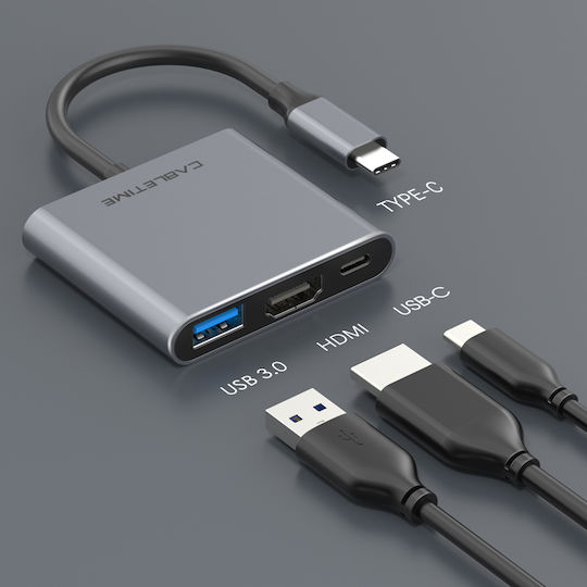 Cabletime C160 USB-C Docking Station mit HDMI 4K PD Gray