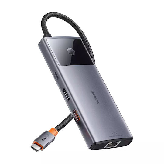 Baseus Metal Gleam 2 Series USB-C Docking Station with HDMI 4K PD Ethernet Gray