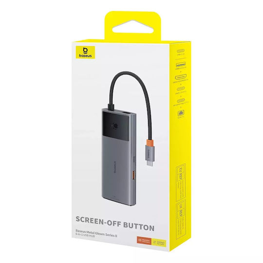 Baseus Metal Gleam 2 Series USB-C Docking Station with HDMI 4K PD Ethernet Gray
