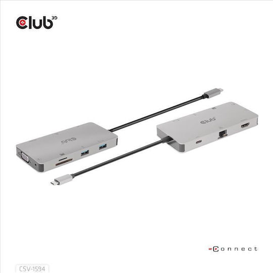 Club3D USB-C Docking Station mit HDMI Ethernet Silber (CSV-1594)