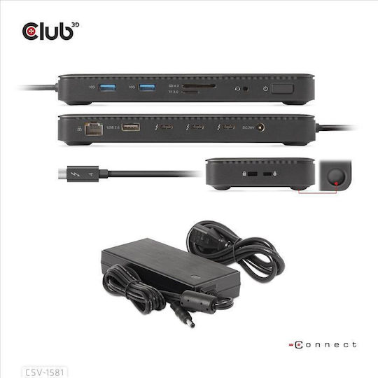 Club3D Thunderbolt 4 Докинг станция с 4K Ethernet Черен (CSV-1581)