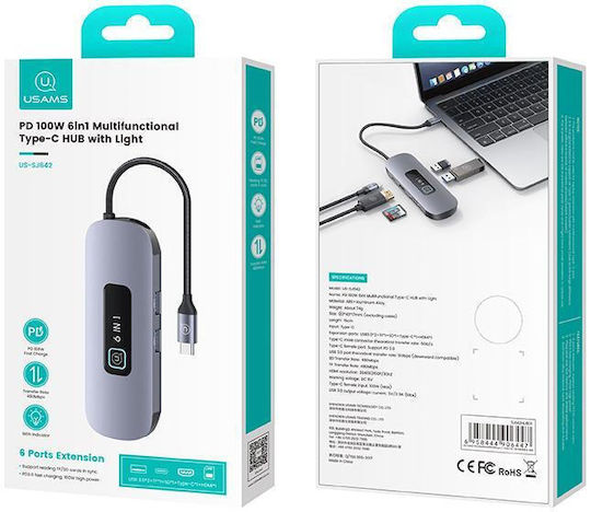 Usams US-SJ643 USB-C Docking Station με 4K PD Ethernet