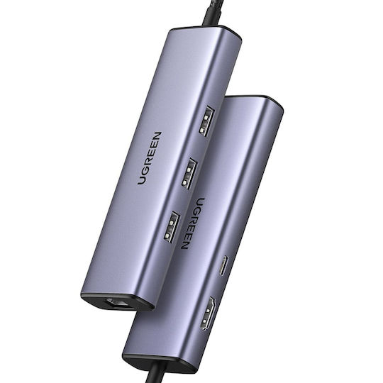 Ugreen Cm512 USB-C Docking Station με 4K PD Ethernet Γκρι