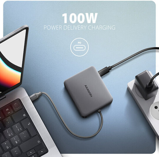Axagon HMC-5HL USB-C Docking Station mit HDMI 4K PD Ethernet Gray