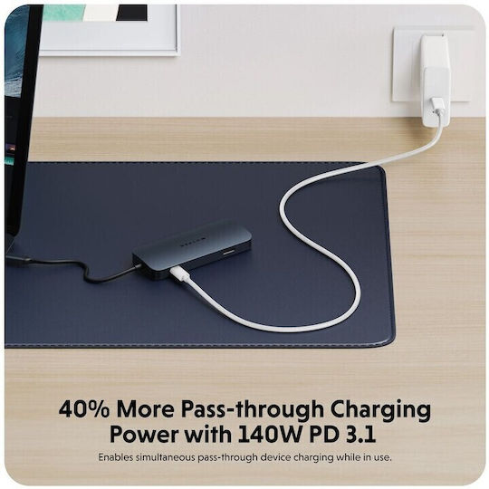 Hyper USB-C Docking Station με HDMI 4K PD Ethernet Γκρι (HD4004GL)
