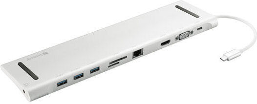 Sandberg USB-C Dockingstation für Laptops mit HDMI 4K PowerDelivery Ethernet und Bildschirmverbindungen 2 Monitore Silber (136-31)