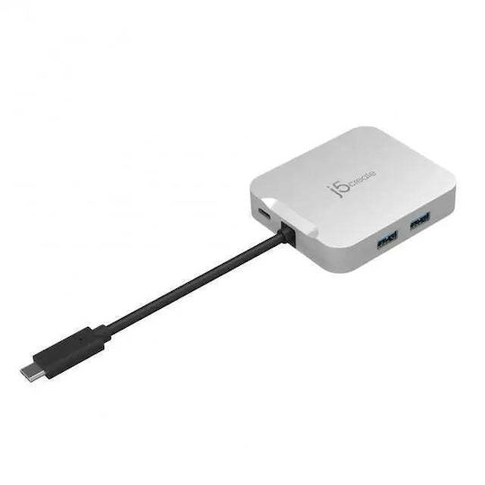 J5 Create USB-C Docking Station με HDMI 4K PD Ethernet Ασημί (JCD391-N)