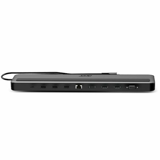 Acer USB-C Docking Station με HDMI/DisplayPort 4K PD Ethernet και σύνδεση 3 Οθονών Γκρι (HP.DSCAB.015)
