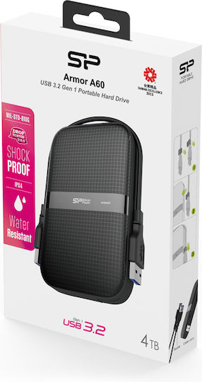 Silicon Power Armor A60 USB 3.1 Εξωτερικός HDD 4TB 2.5" Black/Black