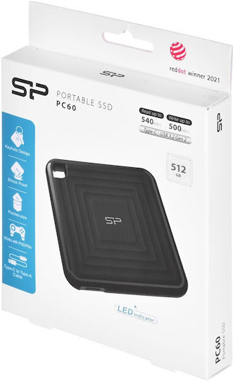 Silicon Power PC60 USB 3.1 / USB-C External 2.5" SSD 512GB Black