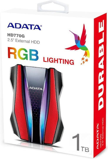 Adata HD770G USB 3.2 External 2.5" HDD 1TB Red