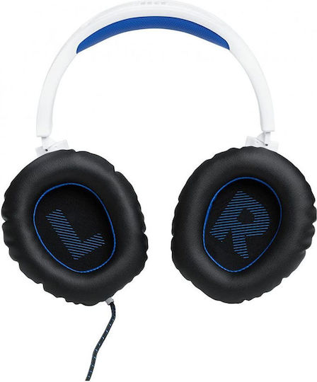 JBL Quantum 100P Over Ear Gaming Headset με σύνδεση 3.5mm Λευκό/Μπλέ for PS4 / PS5