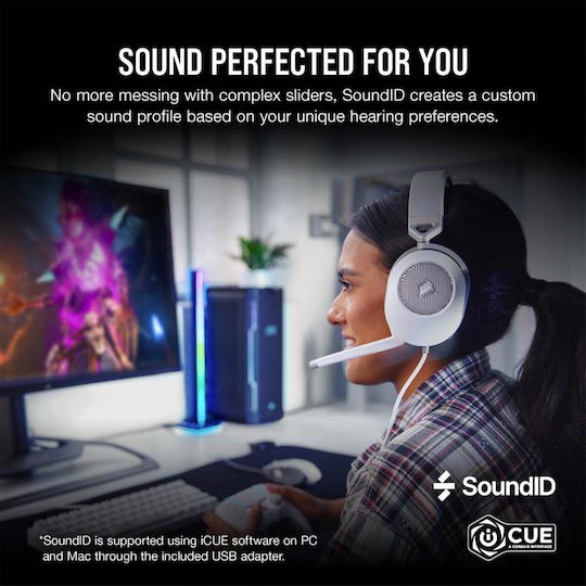 Corsair HS65 Surround Over Ear Gaming Headset with Connection 3.5mm White