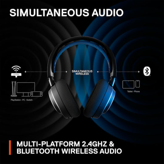 SteelSeries Arctis Nova 7P Fără fir Over Ear Gaming Headset cu conexiune Bluetooth / USB Negru