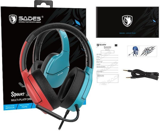 Sades Sower Over Ear Gaming Headset with Connection 3.5mm Blue / Black