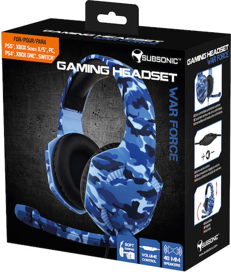 Subsonic War Force Over Ear Gaming Headset με σύνδεση 3.5mm Μπλε