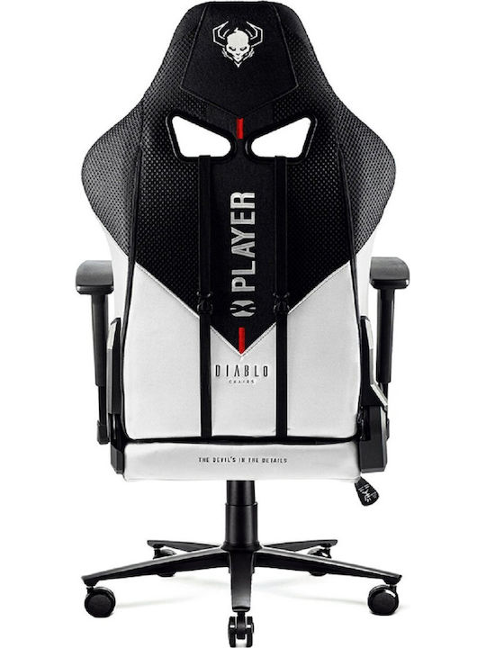 Diablo X-Player 2.0 Normal Size Υφασμάτινη Καρέκλα Gaming με Ρυθμιζόμενα Μπράτσα Μαύρο / Λευκό