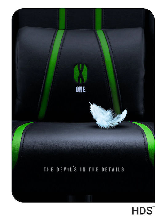 Diablo X-One 2.0 Normal Size Artificial Leather Gaming Chair with Adjustable Arms Black / Green