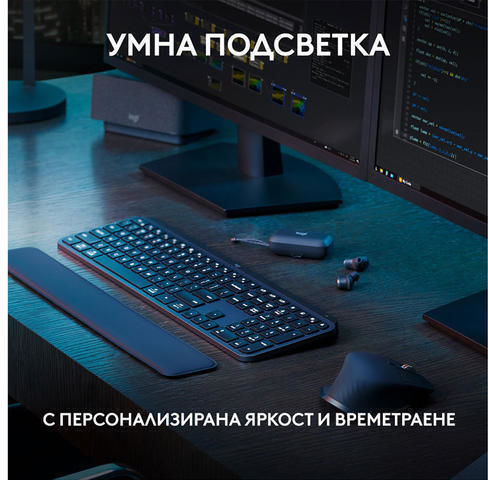 Logitech MX Keys S & MX Keys Mini Wireless Bluetooth Keyboard Only International English Graphite with Wrist Support