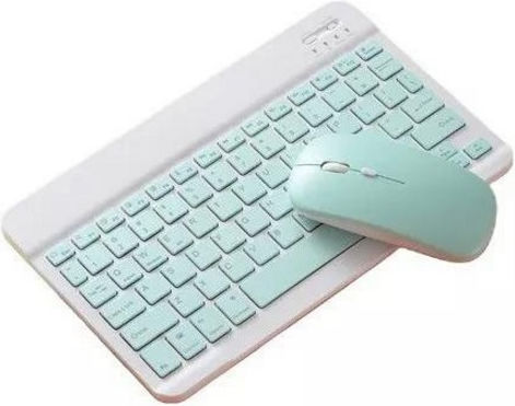 Aoas AS-110 Ασύρματο Bluetooth Σετ Πληκτρολόγιο & Ποντίκι Αγγλικό US Γαλάζιο