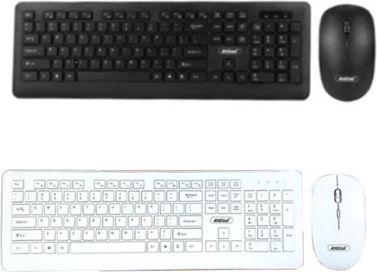 Andowl QK9000 Wireless Keyboard & Mouse Set International English White