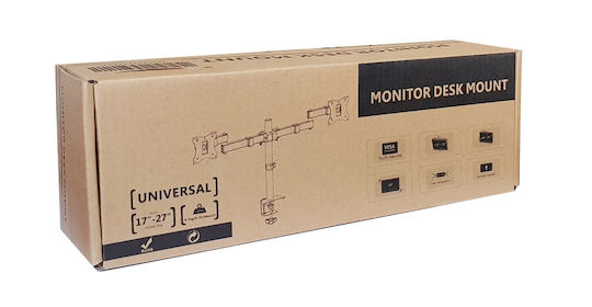 Brateck LDT24-C024 Desktop Stand for 2 Monitors up to 27" with Arm
