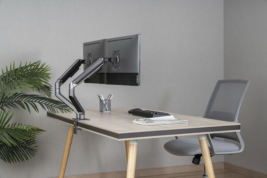Gembird Stand Desk Mounted for 2 Monitors up to 32" with Arm Gray (MA-DA2-05)