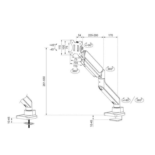 Neomounts Βάση Γραφείου Οθόνης έως 49" με Βραχίονα (DS70PLUS-450WH1)