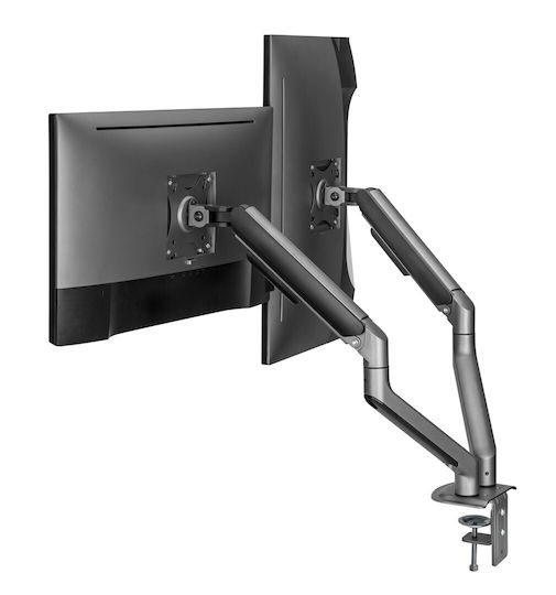 Gembird Stand Desk Mounted for 2 Monitors up to 32" with Arm Gray (MA-DA2-05)