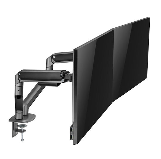 Gembird Stand Desk Mounted for 2 Monitors up to 32" with Arm Gray (MA-DA2-05)