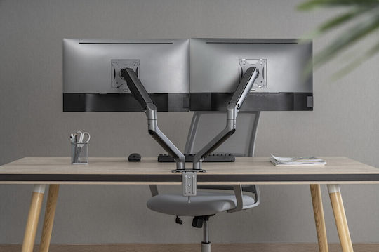 Gembird Stand Desk Mounted for 2 Monitors up to 32" with Arm Gray (MA-DA2-05)