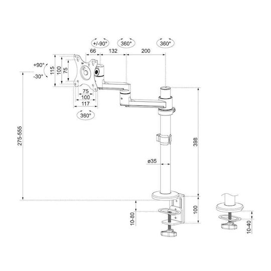 Neomounts Βάση Γραφείου Οθόνης έως 27" με Βραχίονα (DS60-425BL1)