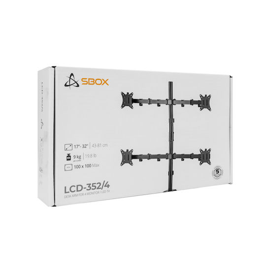Sbox Halterung Auf dem Schreibtisch für 4 Monitore bis 32" mit Arm (LCD-352/4-2)