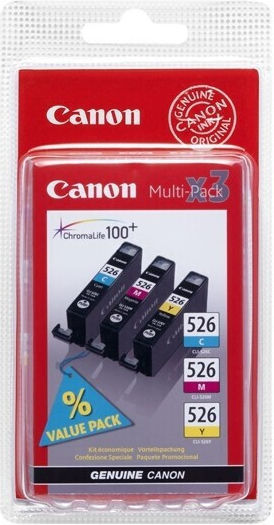 Canon CLI-526 Original Photo Value Pack with 4 InkJet Printer Inks Yellow / Cyan / Magenta / Black (4540B017)