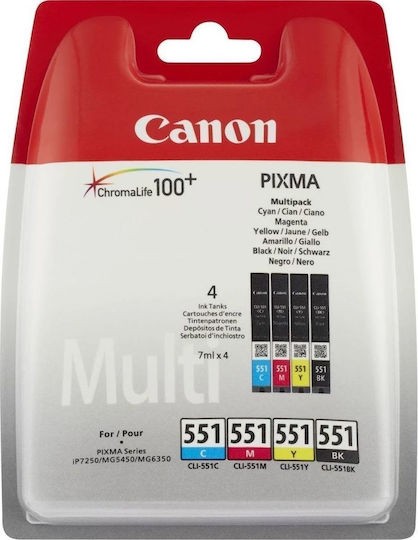 Canon CLI-551 Original Photo Value Pack with 4 InkJet Printer Inks Yellow / Cyan / Magenta / Black (6508B005)