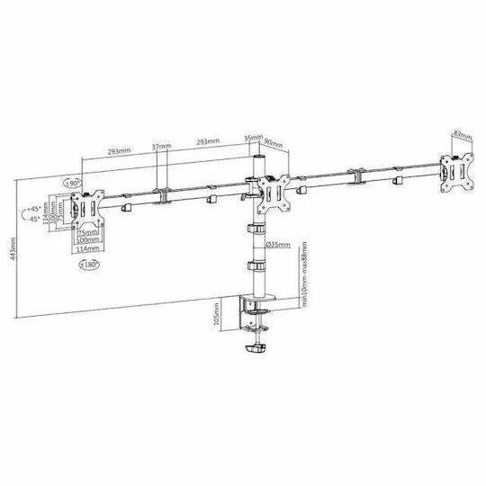 Act Halterung Auf dem Schreibtisch für 2 Monitore bis 27" mit Arm (AC8303)