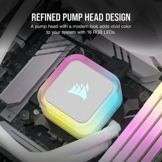 Corsair ICUE H150i RGB Elite Υδρόψυξη AIO CPU με 3 Ανεμιστήρες 120mm Λευκή