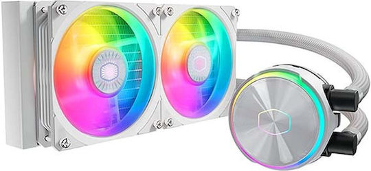 CoolerMaster Masterliquid PL240 Flux Υδρόψυξη AIO CPU με 2 Ανεμιστήρες 120mm και ARGB Φωτισμό Λευκή