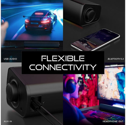Creative Sound Blaster GS3 Ασύρματα Ηχεία Υπολογιστή 2.0 με RGB Φωτισμό και Bluetooth Ισχύος 24W σε Μαύρο Χρώμα