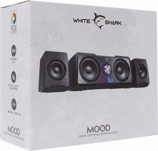 White Shark Ηχεία Υπολογιστή 2.2 με RGB Φωτισμό και Ισχύ 16W σε Μαύρο Χρώμα