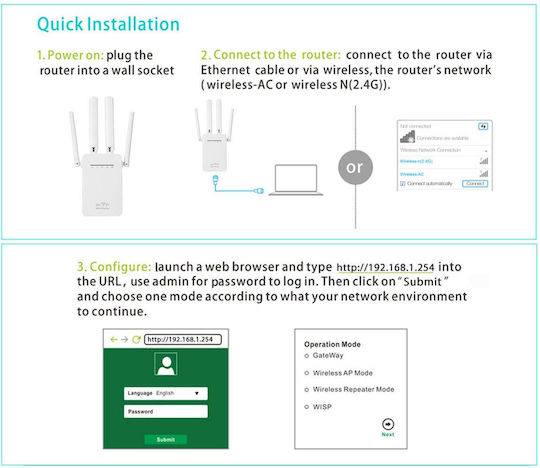 Andowl Q-T84 WiFi Extender Single Band (2.4GHz) 300Mbps
