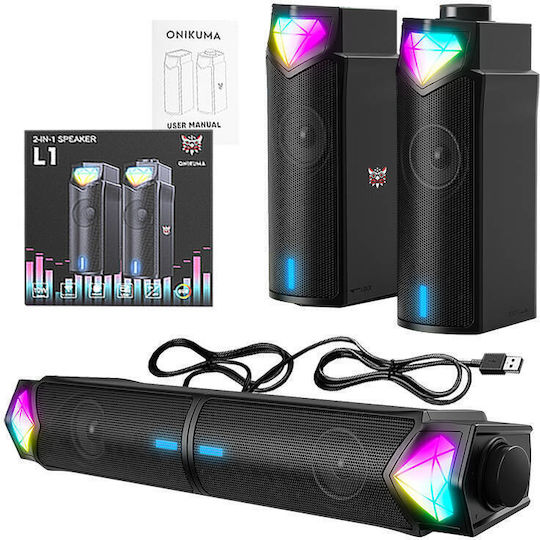 Onikuma L1 2.0 Speakers with RGB and Bluetooth 5W Black