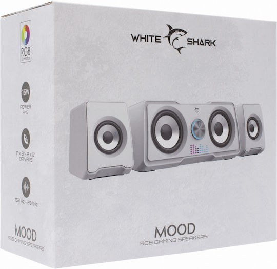 White Shark Компютърни тонколони 2.2 с RGB осветление и мощност 16W в Бял цвят